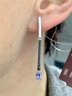 *Серьги Орхидея Микс Танзанит Шпинель арт. С1062/Ag-607/1/8-431 вес 3,62 г - фото 245529