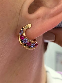 *Серьги Микс Розовая Шпинель Танзанит арт. С1229Ю/Ag-657/83ПОЗ-903 вес 3,54 г - фото 245549