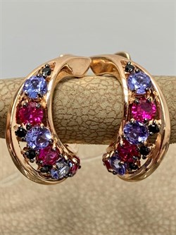 *Серьги Микс Розовая Шпинель Танзанит арт. С1229Ю/Ag-657/83ПОЗ-903 вес 3,54 г - фото 245553