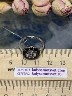 *Кольцо р.17,5 Орхидея Микс Танзанит Шпинель арт. К1132/Ag-607/1/8-643 вес 2,98 г - фото 245583