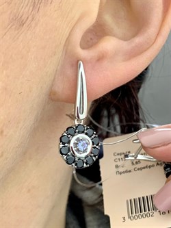 *Серьги Орхидея Микс Танзанит Шпинель арт. С1132/Ag-607/1/8-677 вес 5,95 г - фото 245600