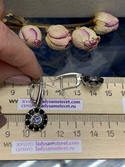 *Серьги Орхидея Микс Танзанит Шпинель арт. С1132/Ag-607/1/8-677 вес 5,95 г - фото 245603