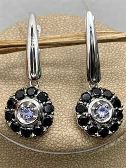 *Серьги Орхидея Микс Танзанит Шпинель арт. С1132/Ag-607/1/8-677 вес 5,95 г - фото 245606