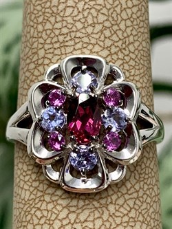 *Кольцо р.18,5 Орхидея Родолит Мозамбик арт. К1222Ю/Ag-607/8/9-026 вес 2,73 г - фото 245624