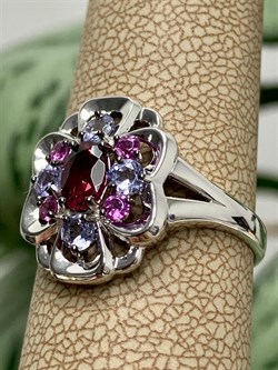 *Кольцо р.18,5 Орхидея Родолит Мозамбик арт. К1222Ю/Ag-607/8/9-026 вес 2,73 г - фото 245625