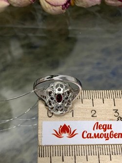 *Кольцо р.19 Орхидея Микс Родолит Танзанит арт. К1222Ю/Ag-607/8/9-170 вес 2,82 г - фото 245639