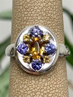 *Кольцо р.17,5 Орхидея Микс Танзанит Цитрин арт. К1223Ю/Ag-607/8/12-204 вес 3,18 г - фото 245815 *Кольцо р.17,5 Орхидея Микс Танзанит Цитрин арт. К1223Ю/Ag-607/8/12-204 вес 3,18 г - фото 245815