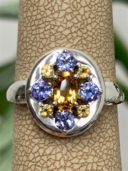 *Кольцо р.18,5 Орхидея Микс Танзанит Цитрин арт. К1223Ю/Ag-607/8/12-388 вес 2,84 г - фото 245863 *Кольцо р.18,5 Орхидея Микс Танзанит Цитрин арт. К1223Ю/Ag-607/8/12-388 вес 2,84 г - фото 245863