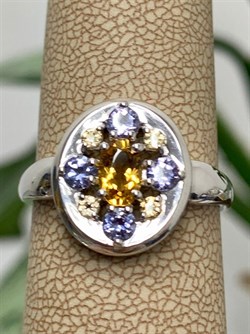 *Кольцо р.19 Орхидея Микс Танзанит Цитрин арт. К1223Ю/Ag-607/8/12-176 вес 3,08 г - фото 245887 *Кольцо р.19 Орхидея Микс Танзанит Цитрин арт. К1223Ю/Ag-607/8/12-176 вес 3,08 г - фото 245887