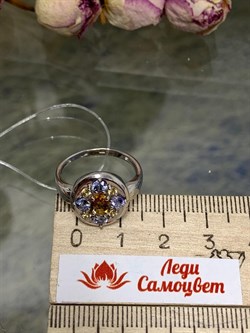 *Кольцо р.19 Орхидея Микс Танзанит Цитрин арт. К1223Ю/Ag-607/8/12-176 вес 3,08 г - фото 245893 *Кольцо р.19 Орхидея Микс Танзанит Цитрин арт. К1223Ю/Ag-607/8/12-176 вес 3,08 г - фото 245893