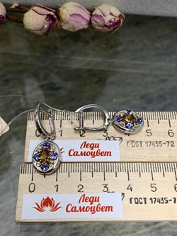 *Серьги Орхидея Микс Танзанит Цитрин арт. С1223Ю/Ag-607/8/12-658 вес 5,44 г - фото 246105