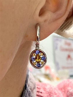 *Серьги Орхидея Микс Танзанит Цитрин арт. С1223Ю/Ag-607/8/12-658 вес 5,44 г - фото 246114