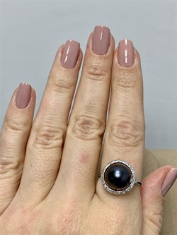 *Кольцо р.19 Черный Жемчуг д.11-11,5мм арт. 1.0812.0.b-081 Вес 3,69 г - фото 247000 *Кольцо р.19 Черный Жемчуг д.11-11,5мм арт. 1.0812.0.b-081 Вес 3,69 г - фото 247000