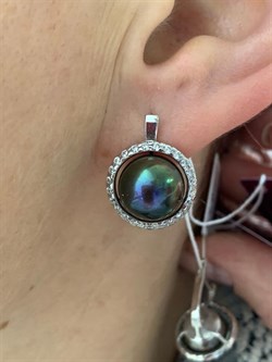 *Серьги Черный Жемчуг д.11-11,5мм арт. 2.0812.0.b-831 Вес 6,68 г - фото 247011