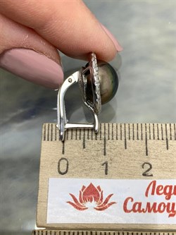 *Серьги Черный Жемчуг д.11-11,5мм арт. 2.0812.0.b-831 Вес 6,68 г - фото 247012