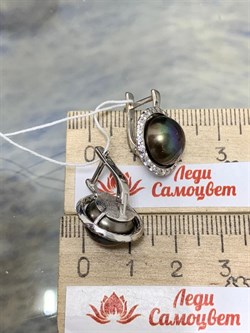 *Серьги Черный Жемчуг д.11-11,5мм арт. 2.0812.0.b-831 Вес 6,68 г - фото 247013