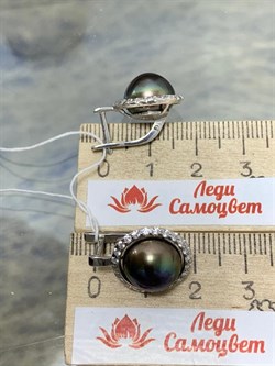 *Серьги Черный Жемчуг д.11-11,5мм арт. 2.0812.0.b-831 Вес 6,68 г - фото 247014