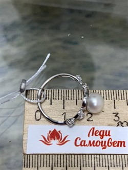 *Кольцо р.17,5 Белый Жемчуг д.7,5-8 мм арт. 1.0344.0.b-958 Вес 2,44 г - фото 247033 *Кольцо р.17,5 Белый Жемчуг д.7,5-8 мм арт. 1.0344.0.b-958 Вес 2,44 г - фото 247033