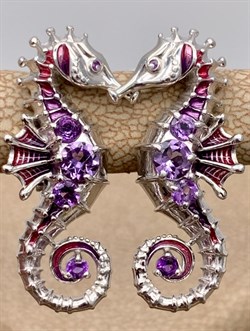 *Серьги Морские коньки Аметист Эмаль арт. 02-4755-00-203-0200-69-469 вес 5,78 г - фото 247281 *Серьги Морские коньки Аметист Эмаль арт. 02-4755-00-203-0200-69-469 вес 5,78 г - фото 247281