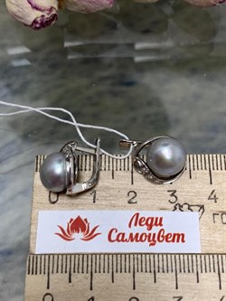 *Серьги Серебристый Жемчуг д.9,5-10мм арт. 2.0808.0.b-283 Вес 4,88 г - фото 247481 *Серьги Серебристый Жемчуг д.9,5-10мм арт. 2.0808.0.b-283 Вес 4,88 г - фото 247481