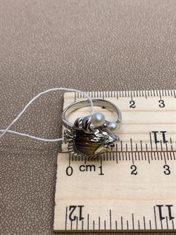 *Кольцо р.17,5 Рыбка Жемчуг Эмаль арт. 01-5488-00-301-0200-68-163 вес 3,67 г - фото 247618 *Кольцо р.17,5 Рыбка Жемчуг Эмаль арт. 01-5488-00-301-0200-68-163 вес 3,67 г - фото 247618