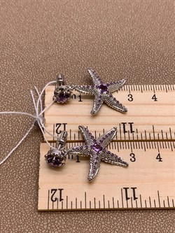 *Серьги Пусеты Морские Звезды Аметист арт. 02-4757-00-203-0200-68-609 вес 5,05 г - фото 247659 *Серьги Пусеты Морские Звезды Аметист арт. 02-4757-00-203-0200-68-609 вес 5,05 г - фото 247659