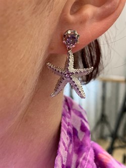 *Серьги Пусеты Морские Звезды Аметист арт. 02-4757-00-203-0200-68-609 вес 5,05 г - фото 247666 *Серьги Пусеты Морские Звезды Аметист арт. 02-4757-00-203-0200-68-609 вес 5,05 г - фото 247666