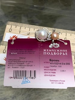 *Брошь Кошка Жемчуг Микс д.7,5*8 д.10,5*11мм арт. 4.0214.0.b-985 Вес 3,86 г - фото 247751 *Брошь Кошка Жемчуг Микс д.7,5*8 д.10,5*11мм арт. 4.0214.0.b-985 Вес 3,86 г - фото 247751