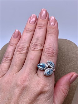 *Кольцо р.17,5 Голубой Топаз арт. R00561-457 вес 5,28 г - фото 248300 *Кольцо р.17,5 Голубой Топаз арт. R00561-457 вес 5,28 г - фото 248300