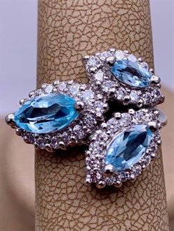 *Кольцо р.17,5 Голубой Топаз арт. R00561-457 вес 5,28 г - фото 248301 *Кольцо р.17,5 Голубой Топаз арт. R00561-457 вес 5,28 г - фото 248301