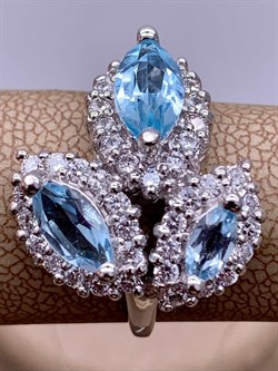 *Кольцо р.17,5 Голубой Топаз арт. R00561-457 вес 5,28 г - фото 248303 *Кольцо р.17,5 Голубой Топаз арт. R00561-457 вес 5,28 г - фото 248303