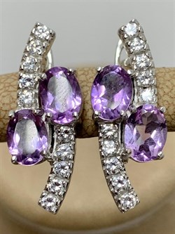 *Серьги Лавандовый Аметист арт. E00393-088 вес 6,08 г - фото 248381 *Серьги Лавандовый Аметист арт. E00393-088 вес 6,08 г - фото 248381