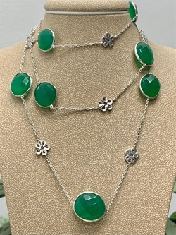 *Колье р.80  Монпасье  Зеленый Агат арт. SO-N00248-X-W-Gg-X-X-028 Вес 21,46 г - фото 248484 *Колье р.80  Монпасье  Зеленый Агат арт. SO-N00248-X-W-Gg-X-X-028 Вес 21,46 г - фото 248484