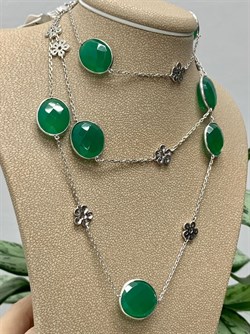 *Колье р.80  Монпасье  Зеленый Агат арт. SO-N00248-X-W-Gg-X-X-028 Вес 21,46 г - фото 248486 *Колье р.80  Монпасье  Зеленый Агат арт. SO-N00248-X-W-Gg-X-X-028 Вес 21,46 г - фото 248486