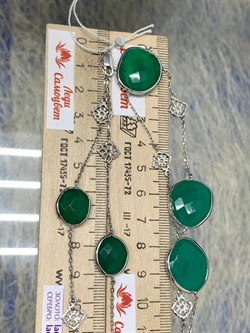 *Колье р.80 Зеленый Агат арт. SO-N00584-X-W-Gg-X-X-214 Вес 25,21 г - фото 248645