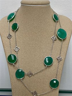 *Колье р.80 Зеленый Агат арт. SO-N00584-X-W-Gg-X-X-214 Вес 25,21 г - фото 248647