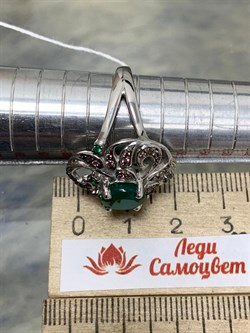 *Кольцо р.18,5 Зеленый Агат Фианит Микс арт. AS-R00457-X-W-Gg-X-W-333 Вес 6,32 г - фото 248664