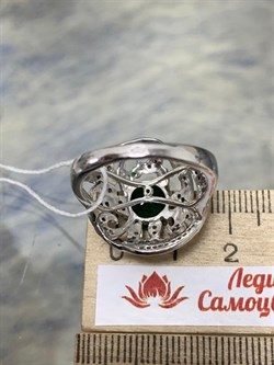 *Кольцо р.17,5 Зеленый Агат Фианит Микс арт. AS-R00457-X-W-Gg-X-W-349 вес 6,2 г - фото 248688