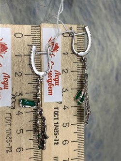 *Серьги Зеленый Агат Фианит Микс арт. AS-E01120-X-W-Gg-X-W-352 вес 8,5 г - фото 248703