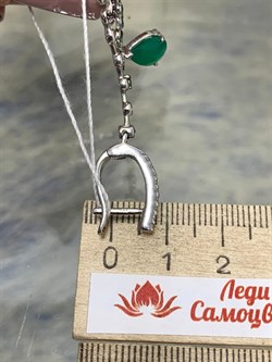 *Серьги Зеленый Агат Фианит Микс арт. AS-E01120-X-W-Gg-X-W-352 вес 8,5 г - фото 248706