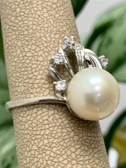 *Кольцо р.19 Белый Жемчуг д.10,5*11мм арт. 1.0156.0.b-626 Вес 4,09 г - фото 248913