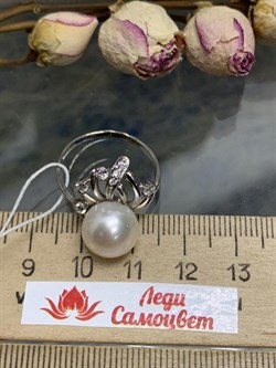 *Кольцо р.19 Белый Жемчуг д.10,5*11мм арт. 1.0156.0.b-626 Вес 4,09 г - фото 248917