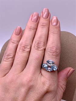 *Кольцо р.17,5 Голубой Топаз арт. R00560-143 Вес 3,65 г - фото 249031 *Кольцо р.17,5 Голубой Топаз арт. R00560-143 Вес 3,65 г - фото 249031