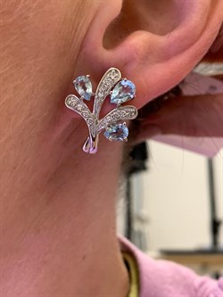 *Серьги Голубой Топаз арт. E00536-537 Вес 7,61 г - фото 249084