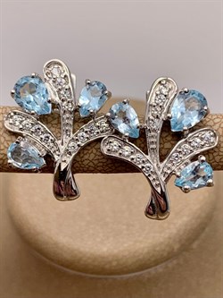 *Серьги Голубой Топаз арт. E00536-537 Вес 7,61 г - фото 249087