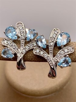 *Серьги Голубой Топаз арт. E00536-537 Вес 7,61 г - фото 249088