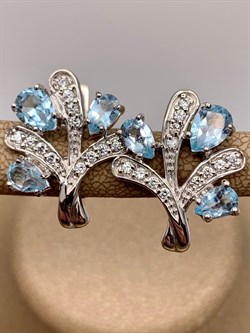 *Серьги Голубой Топаз арт. E00536-537 Вес 7,61 г - фото 249089