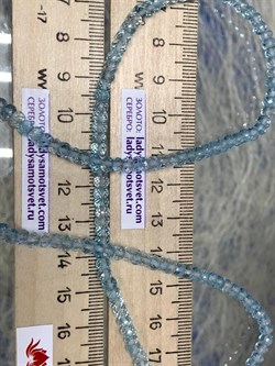 Бусы р.50 д.3,5*4 Голубой Топаз Мадагаскар арт. 24072588-2 - фото 249110