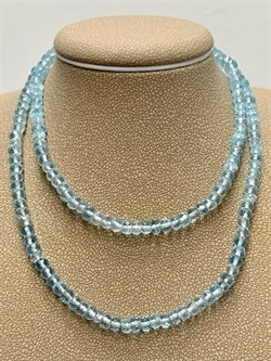 Бусы р.50 д.3,5*4 Голубой Топаз Мадагаскар арт. 24072588-2 - фото 249111