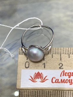 *Кольцо р.19 Серебристый Жемчуг д.9,5*10мм арт. 1.0269.0.b-899 Вес 2,5 г - фото 249202 *Кольцо р.19 Серебристый Жемчуг д.9,5*10мм арт. 1.0269.0.b-899 Вес 2,5 г - фото 249202
